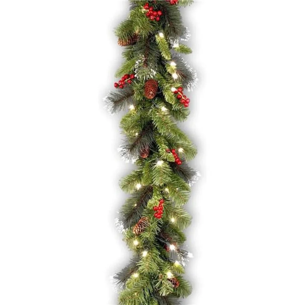 Pre-Lit Artificial Christmas Garland, Green, Crestwood Spruce, 9 Feet